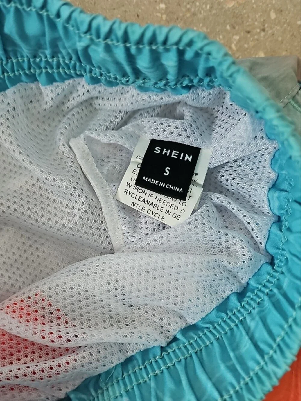 Men's Gradient Swim Trunks in Turquoise & Coral, Size Small
